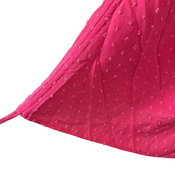 Ruched Asymmetrical Mini Shirt Dress Large Magenta Scoop Neck Sleeveless Stretch - Picture 10 of 16